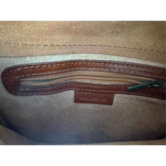 Vintage Leather Brown‎ Italian Italy Crossbody Bag Boho Western - Picture 4 of 10